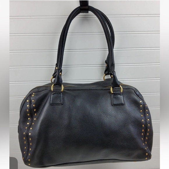 MICHAEL KORS Black Leather Shoulder Bag with Gold Studs - Picture 1 of 9